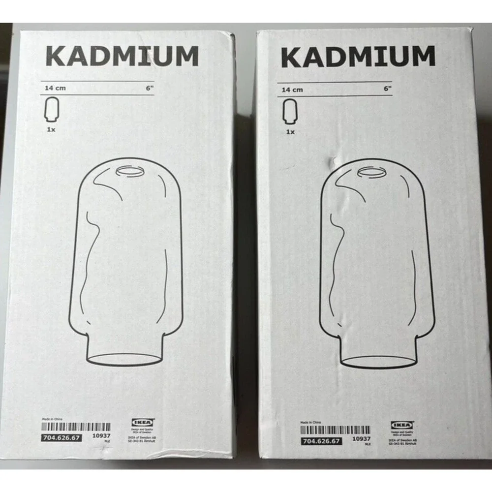 IKEA Kadmium Lot 2 Pendant Light Lamp Hand Blown Glass Gray‎ Purple Handmade New
